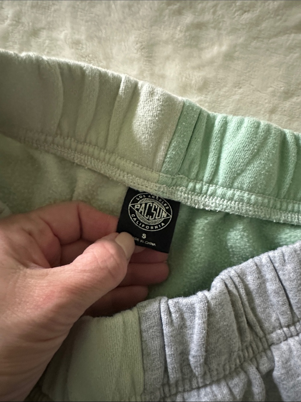 Pac Sun Colorblock Joggers in Mint Green and Light Gray - Picture 4 of 7